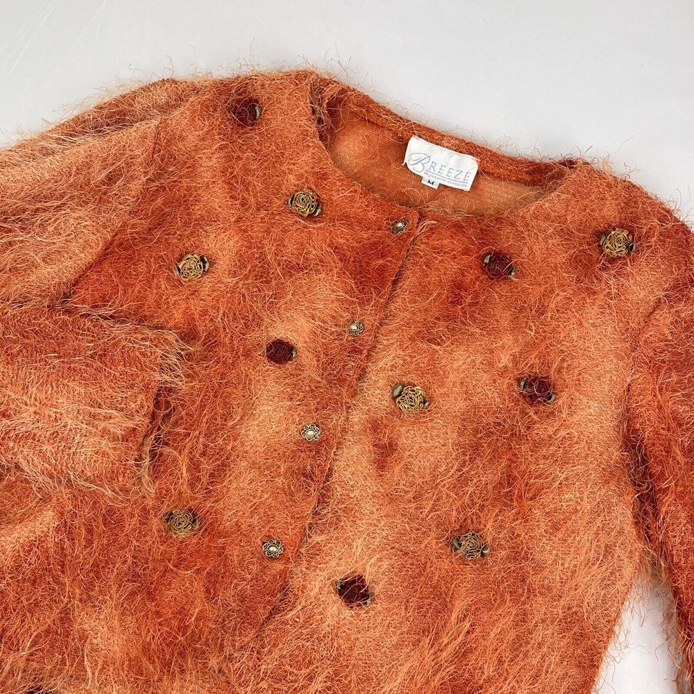 Vintage Breeze by Dorothy Schoelen Orange Rosette Cardigan & Shell Set Medium - Picture 8 of 9